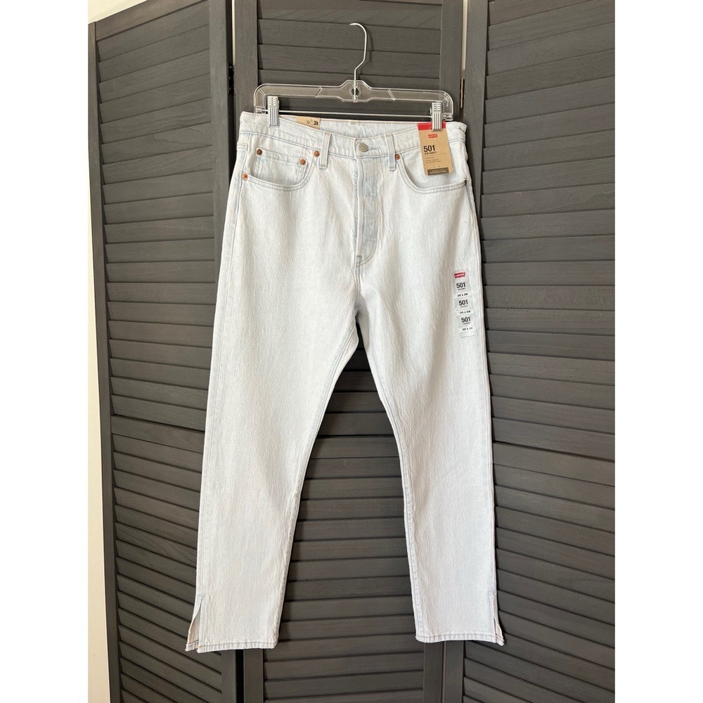 Levis 501 Skinny High Rise Light Wash Jeans‎ 30x28 Ankle Slit 29502-0221 NEW